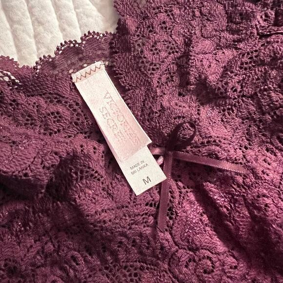Victoria’s Secret VINTAGE Longline Lace Bralette Womens M Purple Coquette Floral - Picture 7 of 10